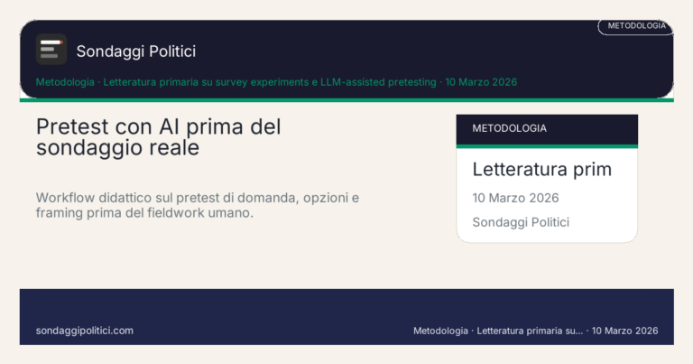 Immagine di anteprima per Pretest con AI: come testare domande, opzioni e framing prima del sondaggio reale