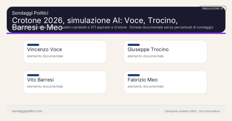 Immagine di anteprima per Crotone 2026, simulazione AI: Voce regge il primo turno, ma porto e bonifiche possono ridisegnare il ballottaggio