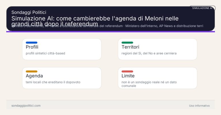 Immagine di anteprima per Simulazione AI: come cambierebbe l’agenda di Meloni nelle grandi città dopo il referendum