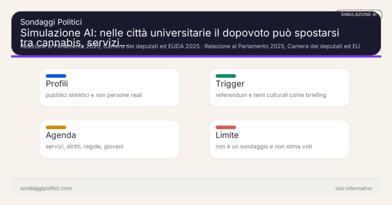 Immagine di anteprima per Simulazione AI: nelle città universitarie il dopovoto può spostarsi tra cannabis, servizi e fiducia?