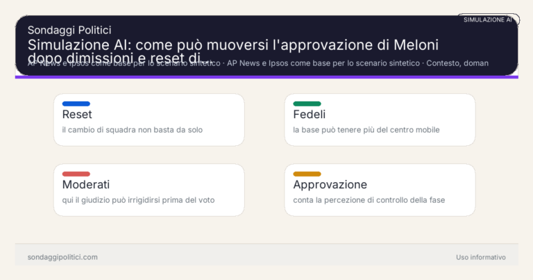 Immagine di anteprima per Simulazione AI: come può muoversi l’approvazione di Meloni dopo dimissioni e reset di governo