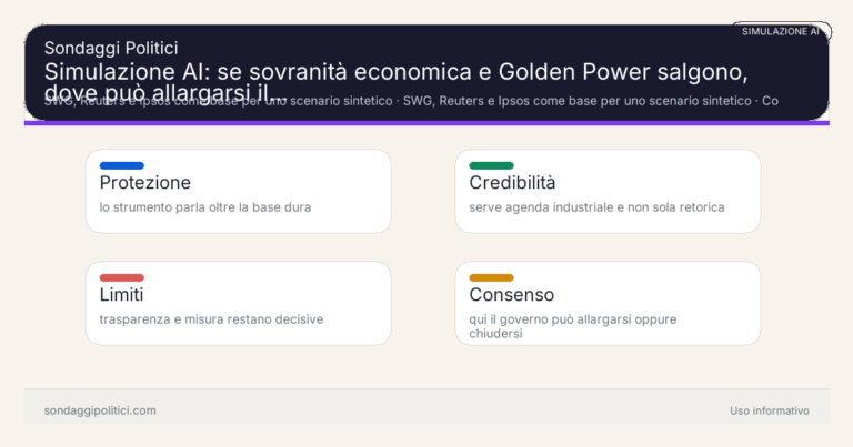 Immagine di anteprima per Simulazione AI: se sovranità economica e Golden Power salgono, dove può allargarsi il consenso del governo