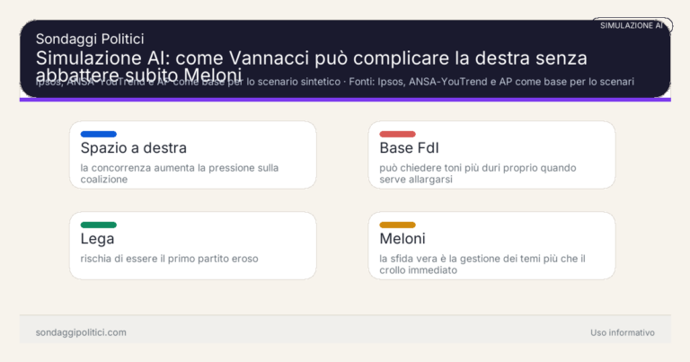 Immagine di anteprima per Simulazione AI: come Vannacci può complicare la destra senza abbattere subito Meloni